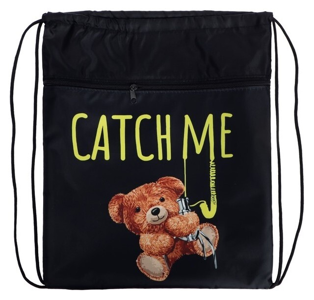 Мешок для обуви с карманом 420 х 340 мм, Calligrata мсо-7с, (Мягкий полиэстер, плотность 210d), "Медведь"  Calligrata