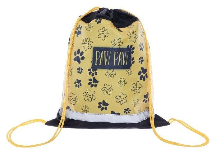 Мешок для обуви с карманом 420 х 340 мм, со светоотражающей полосой, "Лапки"  Пчелка