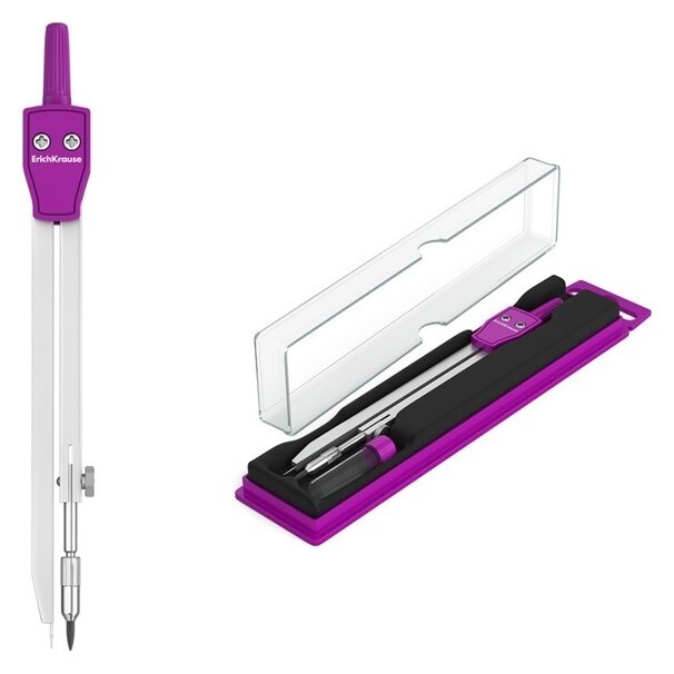 Готовальня Erichkrause School, 2 предм., 135мм, циркуль с радиусом 21 см + сменный грифель  Erich krause