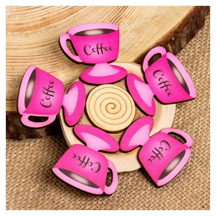 Подставка под горячее "Розовая кружка кофе", 12х12см, можжевельник  