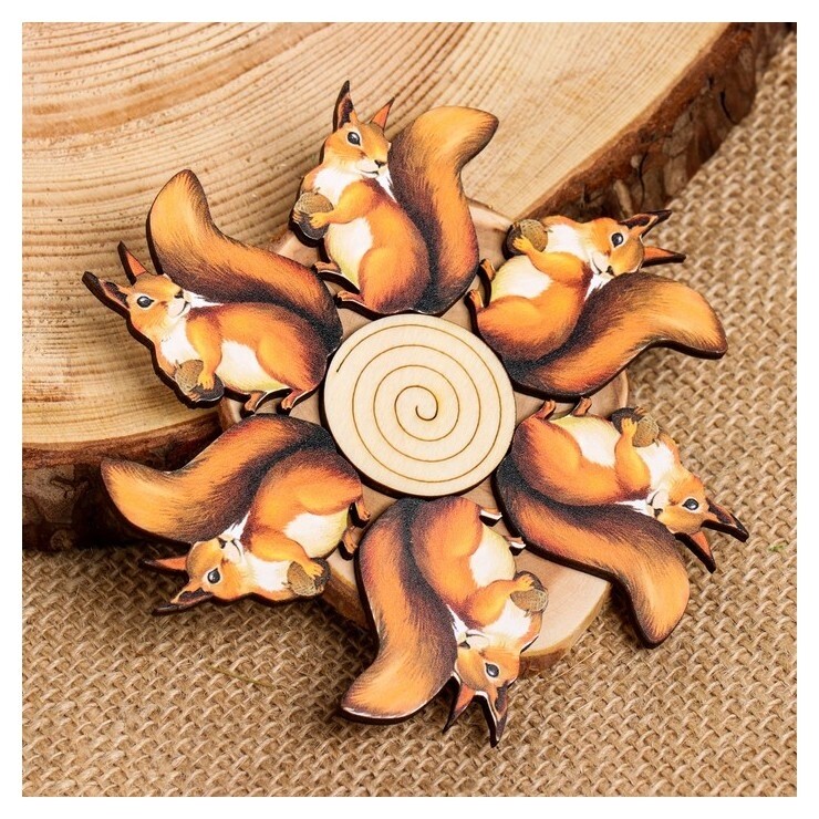 Подставка под горячее "Цветная белочка", 12х12см, можжевельник  