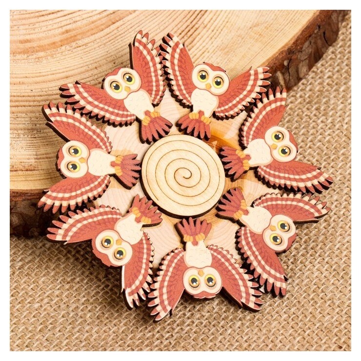 Подставка под горячее "Цветная сова", 11х11см, можжевельник  