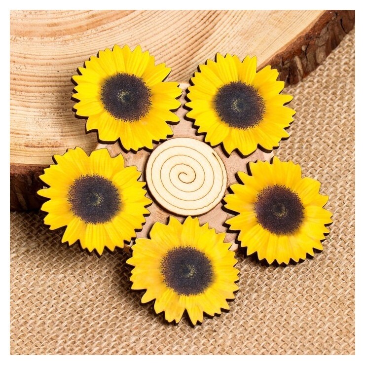 Подставка под горячее "Цветной подсолнух", 12х12см, можжевельник 