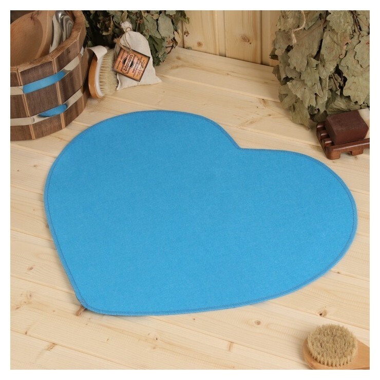 Коврик для бани "Сердечко" голубой 