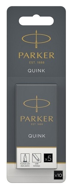 Набор картриджей 10шт для перьевой ручки Parker Cartridge Quink, черные, блистер 1950206  Parker