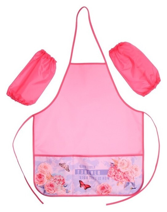 Фартук для труда + нарукавники, 535 х 445/230 х 145 мм, оникс, ФН 41-1 "Пионовые розы", розовый, 69376  Оникс
