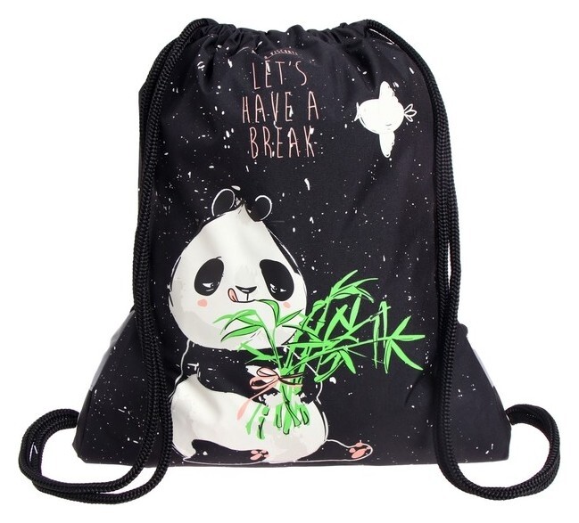 Мешок для обуви, 550 х 450 мм, со светоотражающей полосой, Bruno Visconti "Удивительные панды" (Высокопрочный полиэстер, плотность 420d)  Bruno Visconti