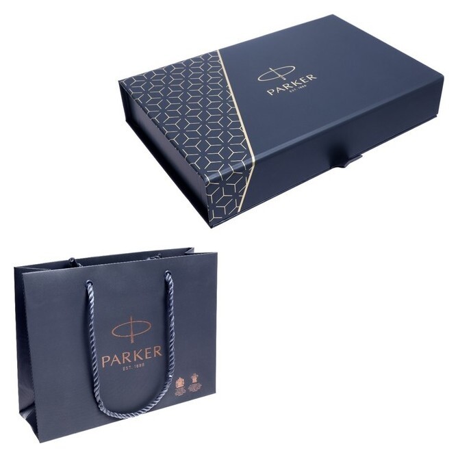 Подарочный набор Parker 2093216: ручка перьевая + ручка шариковая, корпус из нержавеющей стали + подарочный пакет  Parker