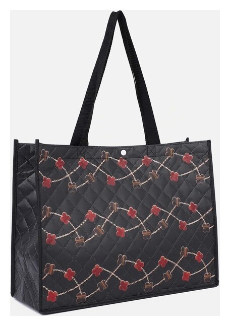 Сумка хозяйственная на кнопке, цвет чёрный 