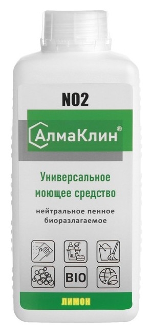 Алмаклин N2, 1л. нейтральное универсальное моющее средство (Лимон) тв.флакон, крышка