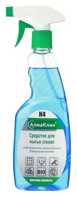 

Алмаклин N4, 0,5л. нейтральное моющее средство для стёкол (Морская свежесть) (триггер)