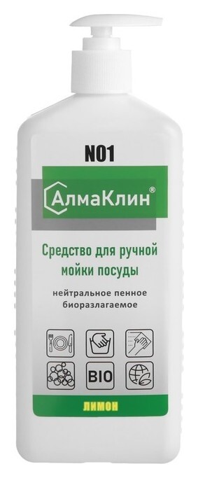 Алмаклин N1, 1л. нейтральное моющее средство для посуды (Лимон) тв.флакон, дозатор-насос  Алмадез