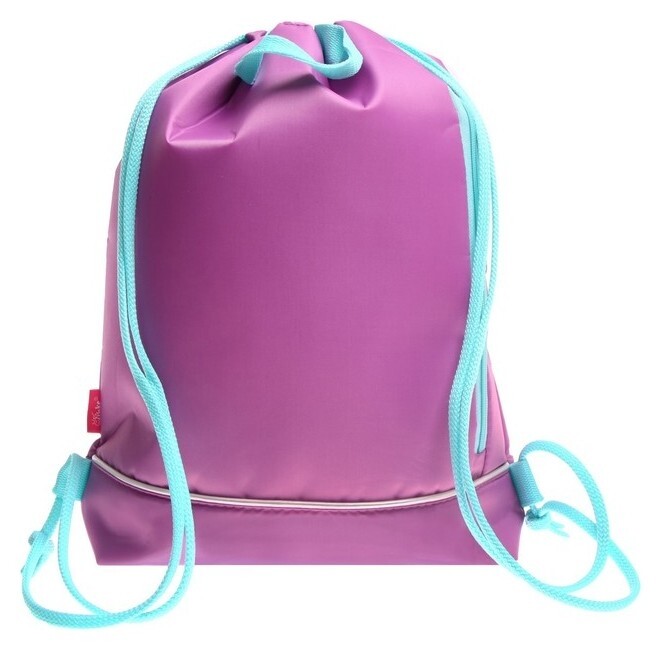 Мешок для обуви с карманом 430 х 360 х 90 мм, с расширением, с ручкой-петлей, светоотражающая полоса, оникс мо-31с-48, сиреневый/мятный  Оникс