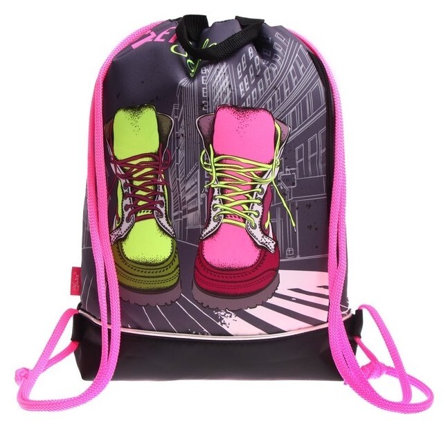 Мешок для обуви с карманом 430 х 360 мм, с ручкой-петлей, "Оникс", мо-31с-21,"яркие кеды"  Оникс