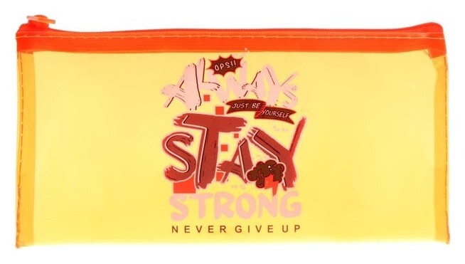 Пенал мягкий, 1 отделение, плоский, 108 х 205 мм, прозрачный полимер, ПМП 01-86 Stay Strong  Оникс