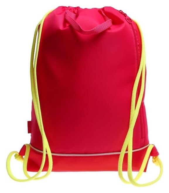 Мешок для обуви с карманом 430 х 360 х 90 мм, с расширением, с ручкой-петлей, светоотражающая полоса, оникс мо-31с-48, розовый/салатовый  Оникс