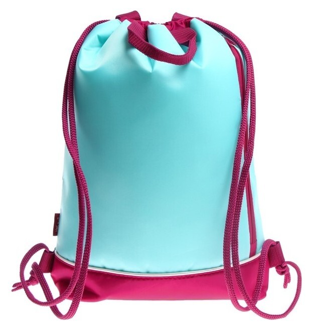 Мешок для обуви с карманом 430 х 360 х 90 мм, с расширением, с ручкой-петлей, светоотражающая полоса, оникс мо-31с-48, мятный/фуксия  Оникс