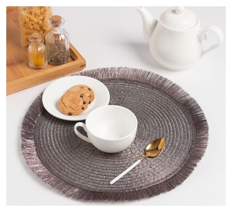 Набор салфеток 2 шт. доляна "Блеск",цв.серый, D 38 см  Доляна