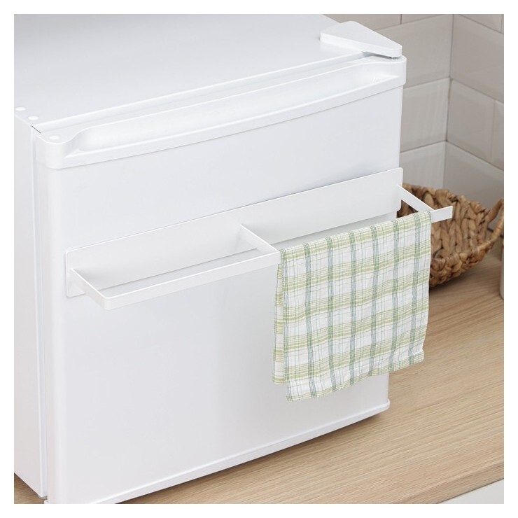 Держатель для полотенец на магните, 48×8×5,5 см, цвет белый  