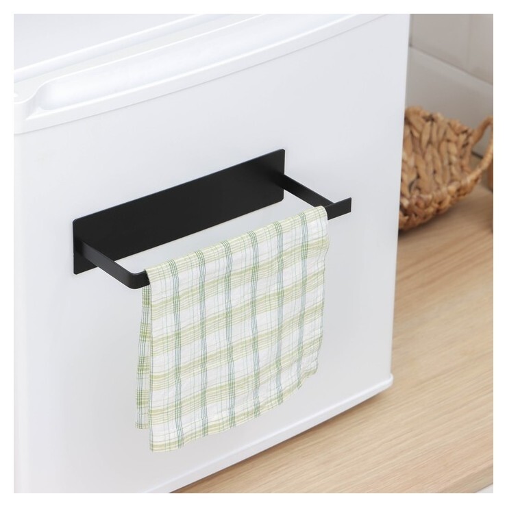 Держатель для полотенец на магните, 25×8×5,5 см, цвет чёрный  