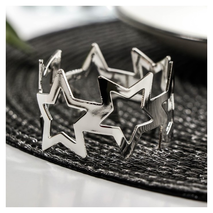 Кольцо для салфетки «Звезды», 4,5×4,5×2,5 см, цвет серебряный