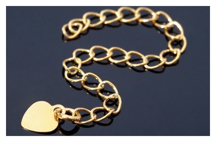 Цепочка-удлинитель "Сердечко" малое (Набор 3 шт), 7см, цвет золото  Queen Fair
