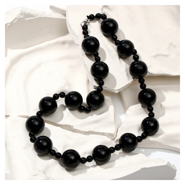 Бусы шар №18 "Агат чёрный" через шар №6, 50см  