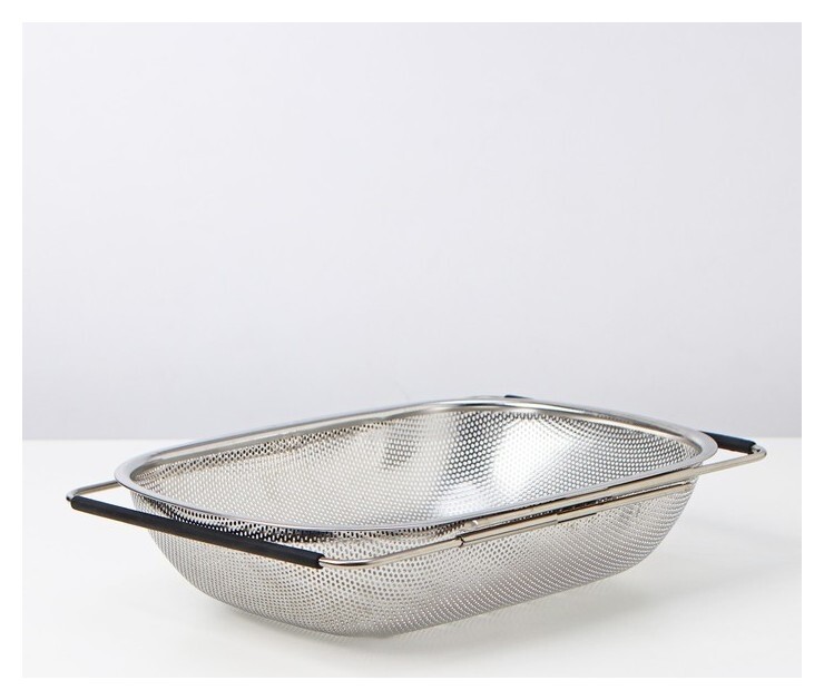 Дуршлаг-сито из нержавеющей стали на раковину, 34,5×24×7,5 см, раздвижное  