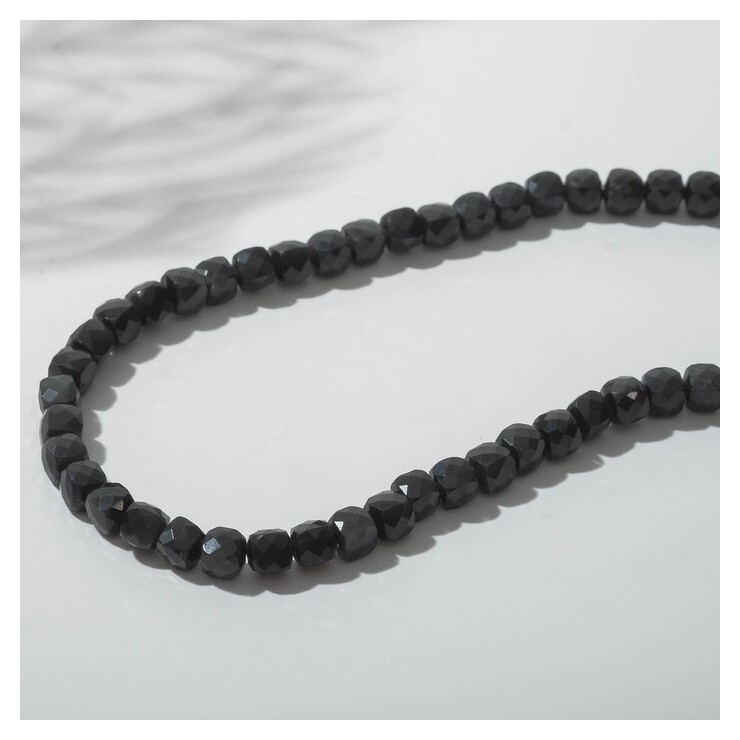 Бусины на нити кубик 4х4мм ювелирная огранка "Обсидиан", 39см  