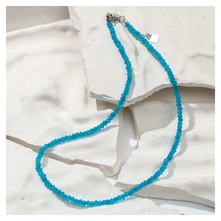 Бусы шар №3 "Агат", цвет морской, 34см с удлинителем 5см  