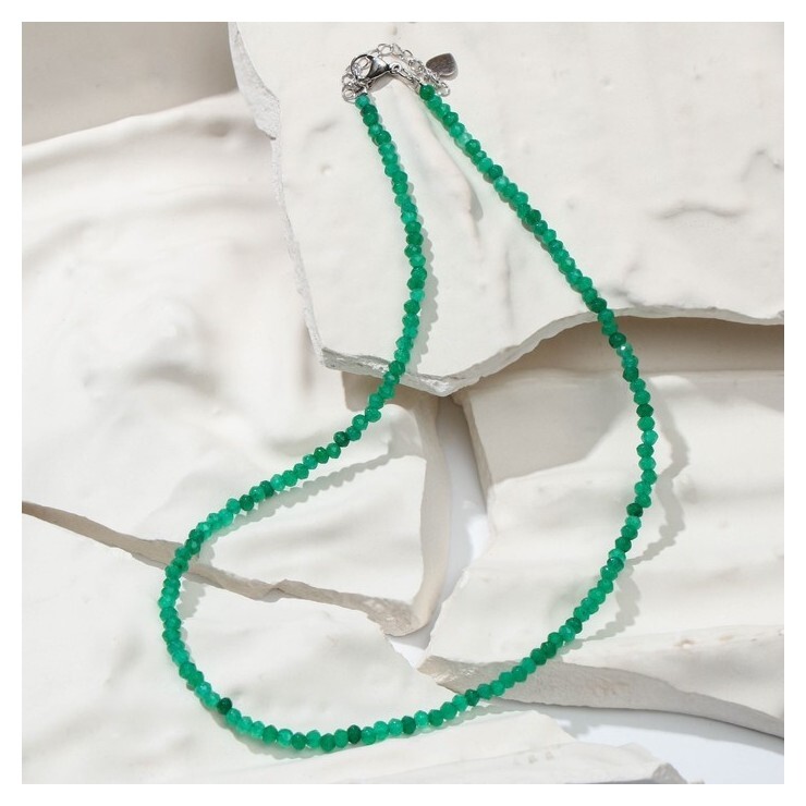 Бусы шар №3 "Агат", цвет зелёный, 34см с удлинителем 5см  