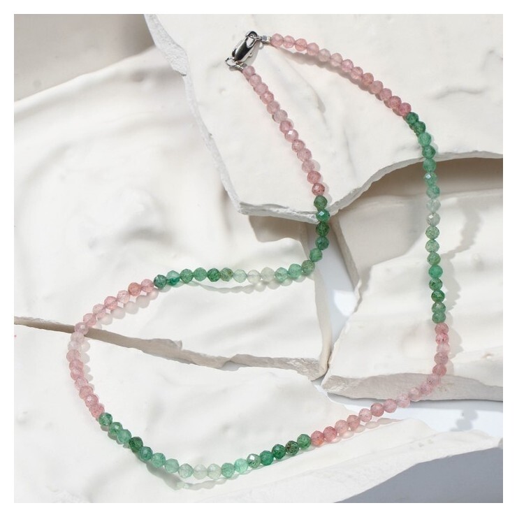 Бусы шар №4 "Кварц клубничный", 45см  