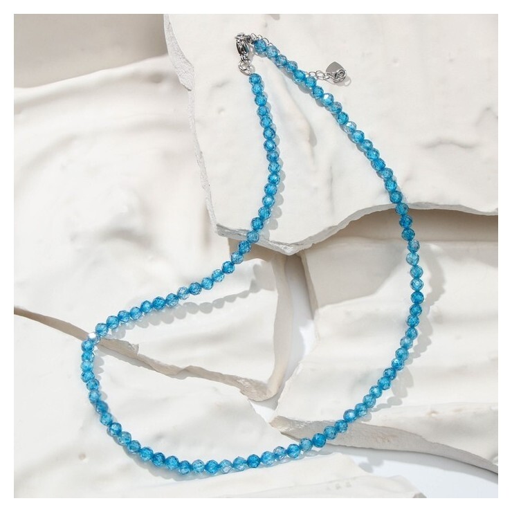 Бусы шар №4 "Циркон", цвет синий, 38см с удлинителем 5см  