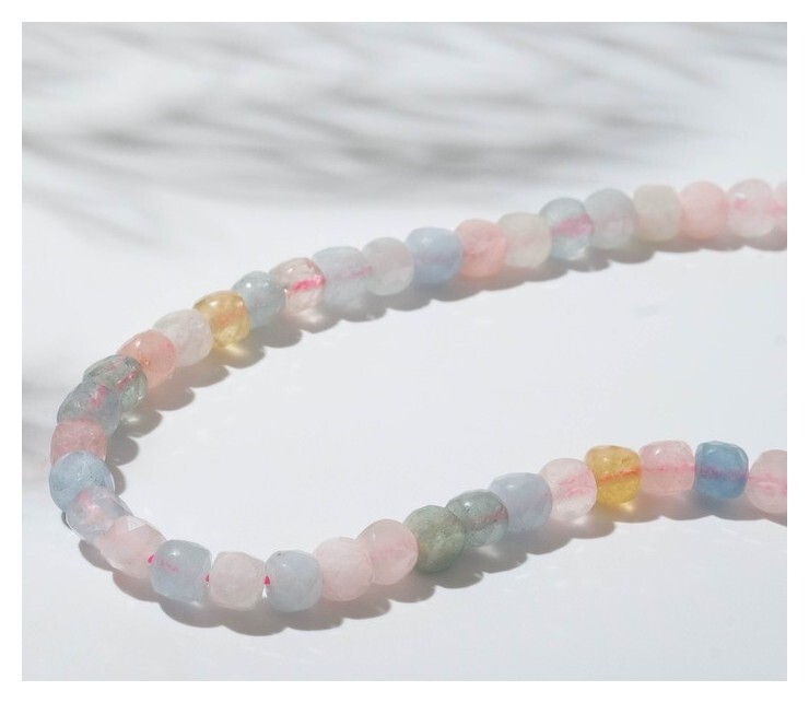 Бусины на нити кубик 4х4мм ювелирная огранка "Морганит", 39см  