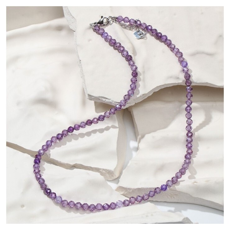 Бусы шар №4 "Циркон", цвет фиолетовый, 38см с удлинителем 5см 