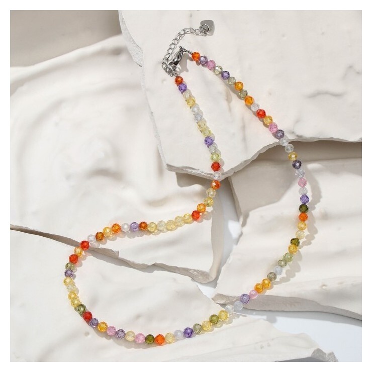 Бусы шар №4 "Циркон", цвет разноцветный, 38см с удлинителем 5см  