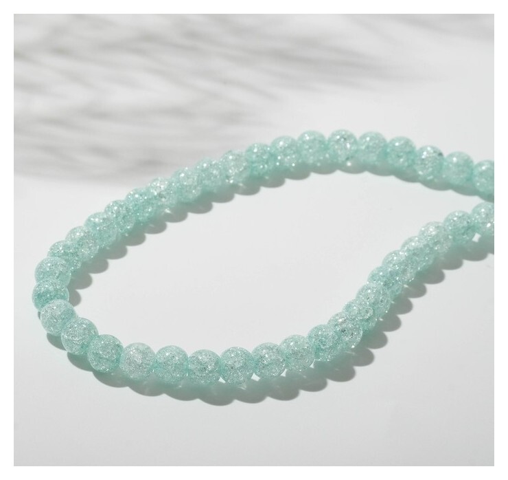 Бусины на нити шар №6 "Кварц сахарный", цвет бирюзовый, 38см  