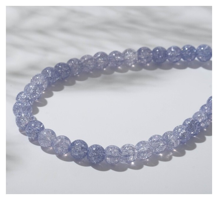 Бусины на нити шар №6 "Кварц сахарный", цвет светло-синий, 38см  