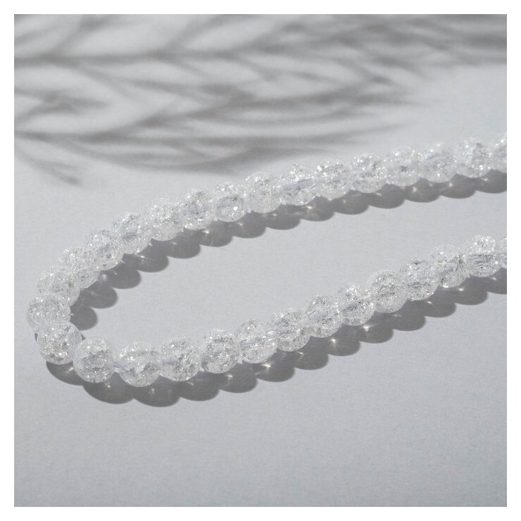 Бусины на нити шар №6 "Кварц сахарный", цвет белый, 38см  