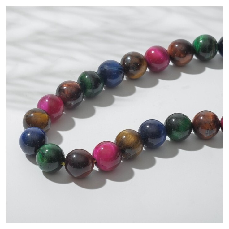 Бусины на нити №10 " камней" (Тигровый,бычий,кошачий глаза), 38см  