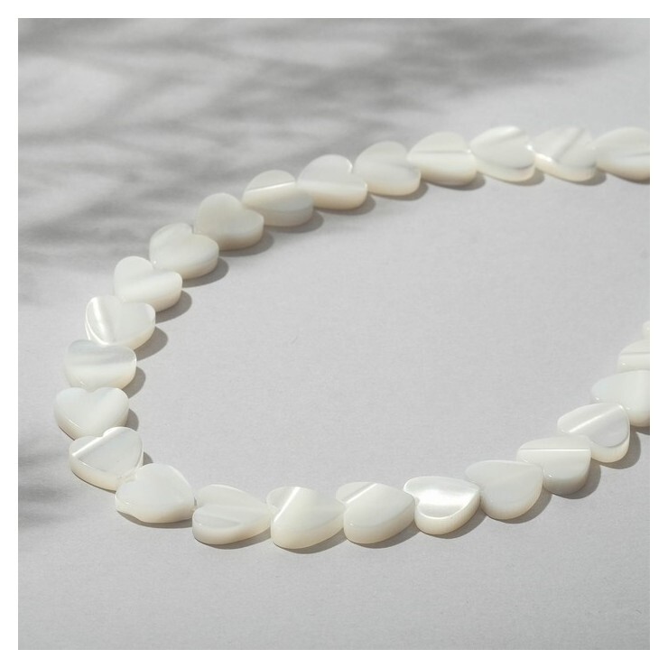 Бусины на нити "Перламутр" сердечко 0,8х0,8х0,2см, 38см  