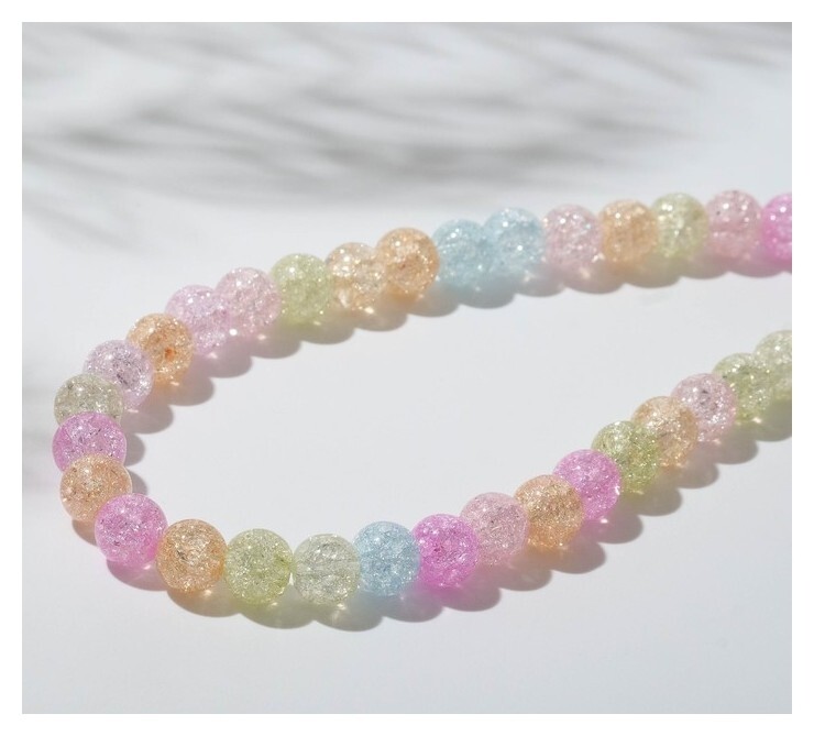Бусины на нити шар №6 "Кварц сахарный", разноцветный, 38см  