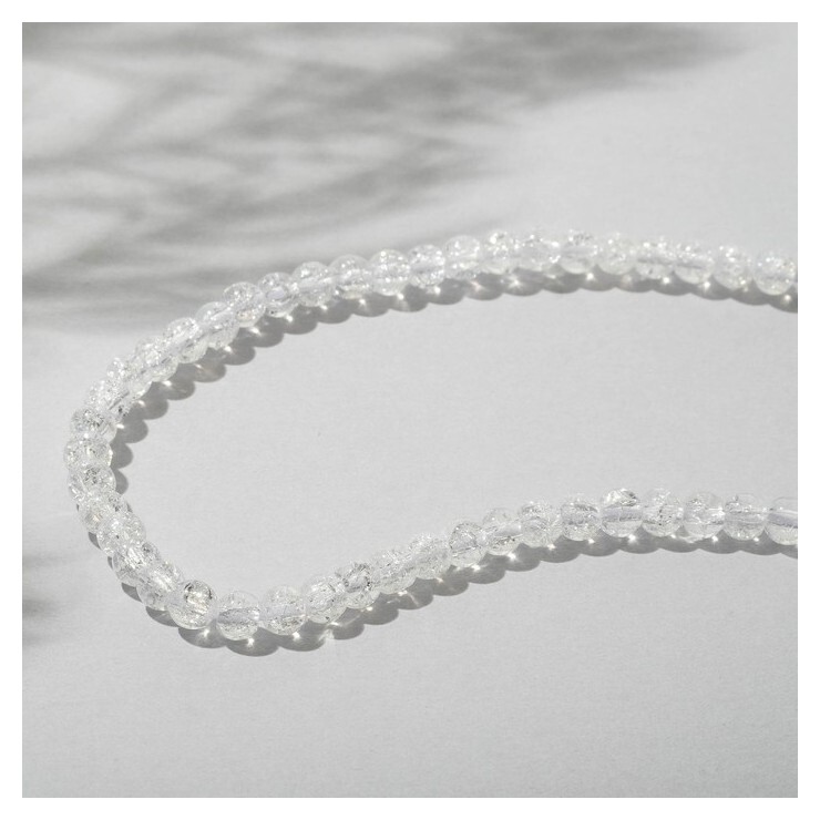 Бусины на нити шар №4 "Кварц сахарный", цвет белый, 38см  