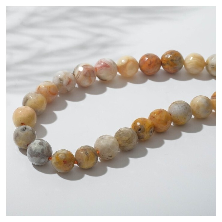 Бусины на нити №8 "Агат" Crazy, цвет тёмно-коричневый  