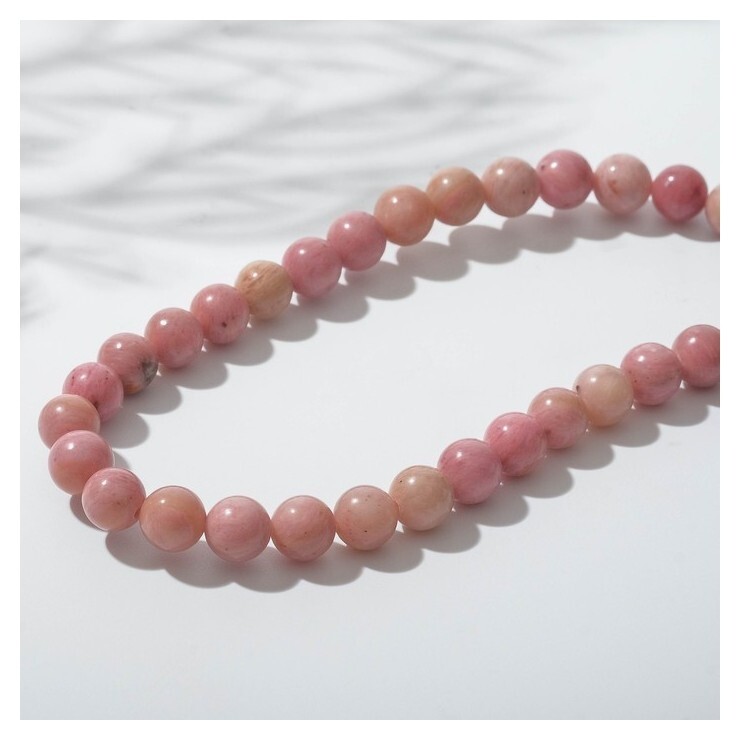 Бусины на нити №6 "Родонит", цвет тёмно-розовый 