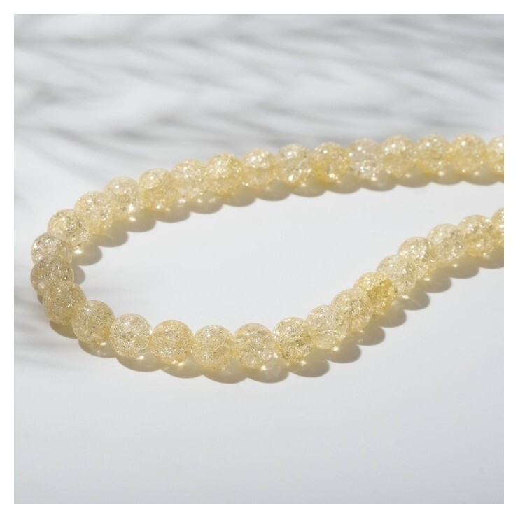 Бусины на нити шар №6 "Кварц сахарный", цвет жёлтый, 38см  