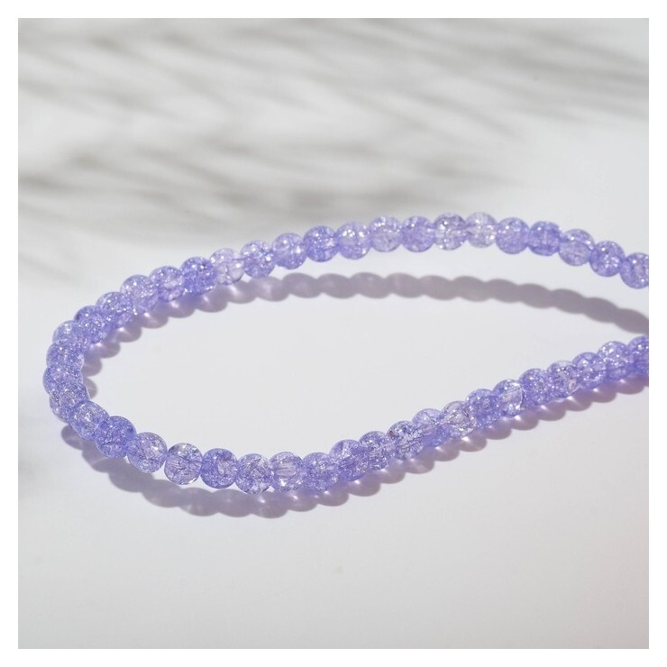 Бусины на нити шар №4 "Кварц сахарный", цвет сиреневый, 38см  