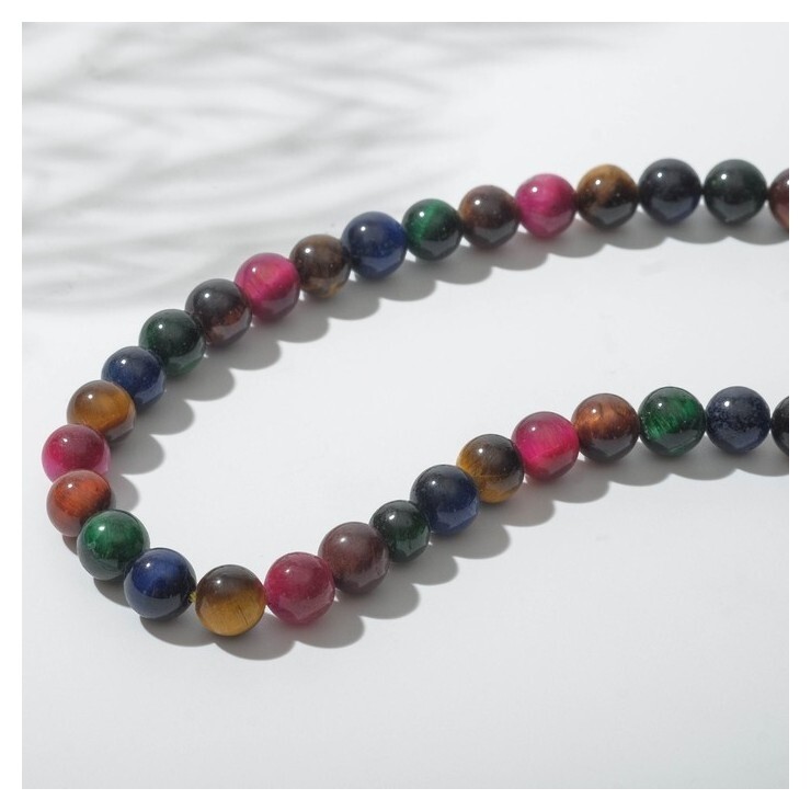 Бусины на нити №6 " камней" (Тигровый,бычий,кошачий глаза), 38см  