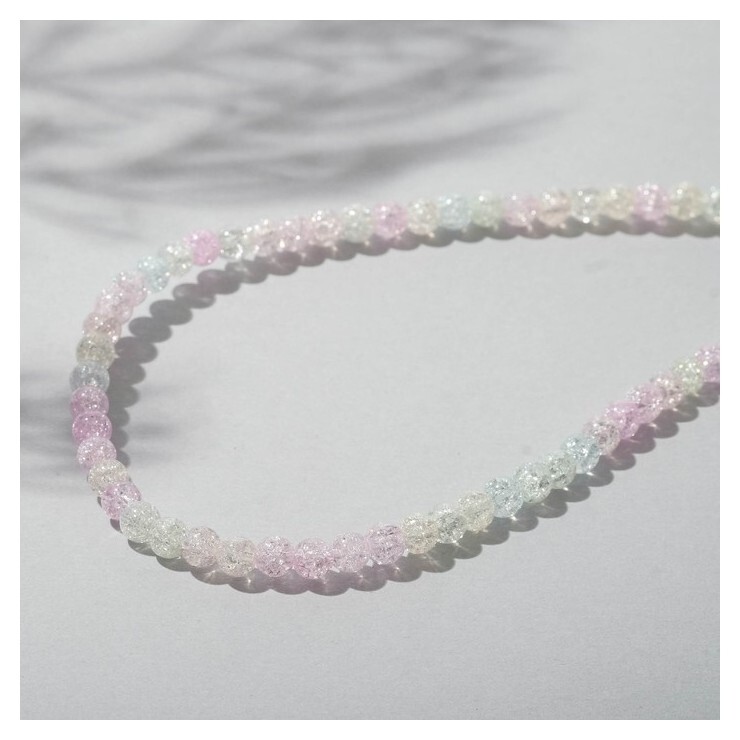 Бусины на нити шар №4 "Кварц сахарный", разноцветный, 38см  