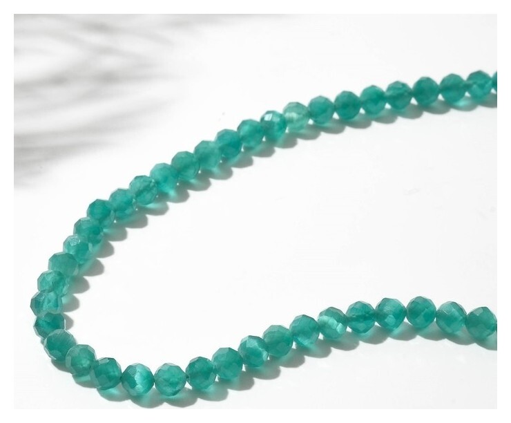 Бусины на нити шар №4 "Кошачий глаз", цвет зелёный, 36см  